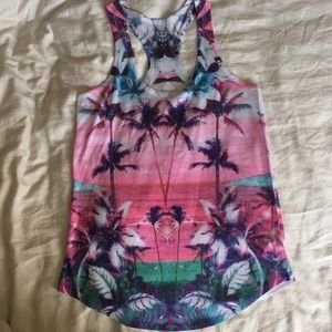 Express Tropical Beach Print Halter Top